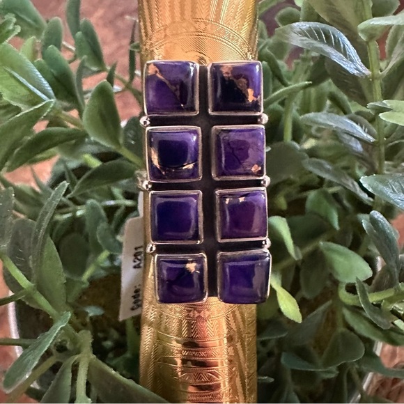 NWT Amazing Sterling Silver 925 Purple Dahlia Ring w/ 8 Square Stones • Size: 8 - Picture 5 of 9